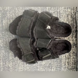 Birkenstock Black Suede and Fur Size 38